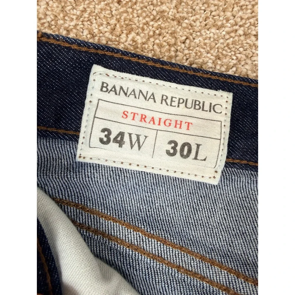 Banana Republic Mens Straight Leg Dark Indigo Wash Stretch‎ Jeans 34W 30L 34x30